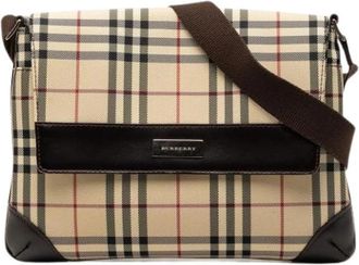 Burberry Pre-owned Canvas Crossbody Bag - Dames - Vintage Schoudertas - Beige - ONE Size - Leer - Vintage