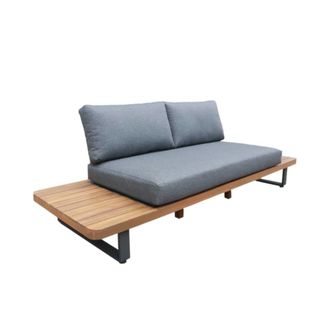 Sweeek Banco de jard&iacute;n de madera de acacia y aluminio para 2 plazas, gris