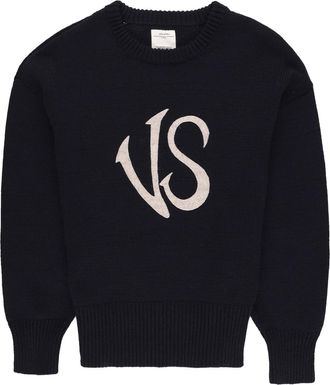 Visvim logo-print knitted jumper - men - Cotton/Linen/Flax - 4 - Blue