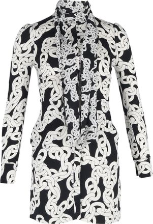 Diane Von F&uuml;rstenberg Diane Von Furstenberg Franca Chain-Print Crepe Dress In Crawling Chain in Multicolor Viscose