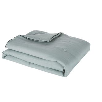 Maisons du monde Colcha de lino lavado en verde azulado, 200x100