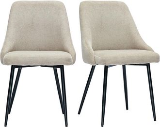 Miliboo Sillas De Tejido Chenilla Beige Y Metal Negro (lote De 2) Hasta