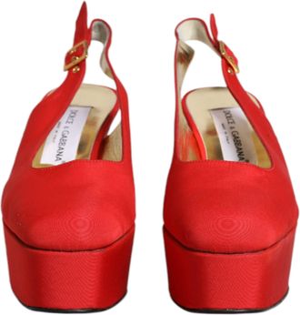 Dolce & Gabbana Red Platform Slingback Heels Sandals Womens Shoes (Pre-Owned)
