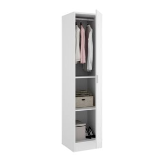 Dmora Armario 1 Puerta 1 Puerta 1 Puerta Cusna, Percha Para Dormitorio, Armario 1 Puerta 1 Puerta Multifuncional, 41x52h184 Cm, Blanco