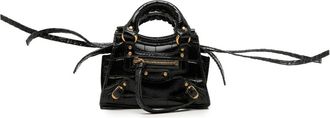 Balenciaga 2021 Super Nano Croc Embossed Calfskin Neo Classic City satchel - Black