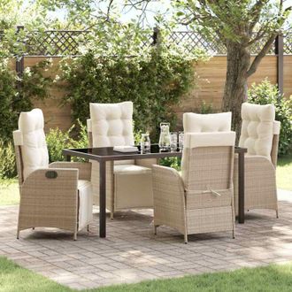 vidaXL Conjunto De Comedor De Jard&iacute;n 5 Pcs Beige Polirat&aacute;n Vidaxl