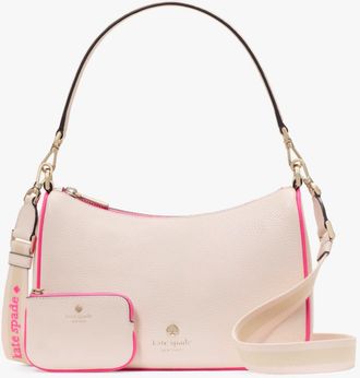 Kate Spade New York Womens Emma Pebbled Leather Medium Shoulder Bag - Pink - One Size