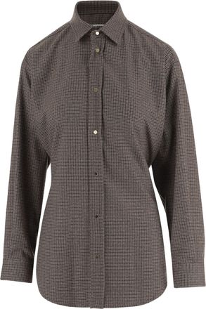 Darkpark Brown Checked Stretch-Viscose Shirt