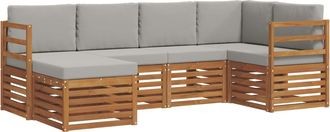 vidaXL Conjunto De Sof&aacute;s De Exterior 6 Uds. Gris Natural Y Claro Vidaxl