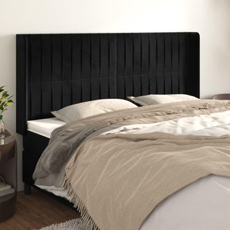 vidaXL Cabecero Con Orejas De Terciopelo Negro 163x16x118/128 Cm Vidaxl