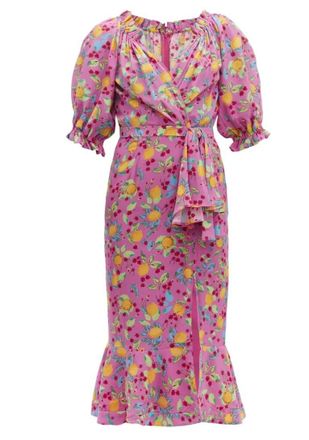 Saloni Pink Floral Olivia Dress Size S