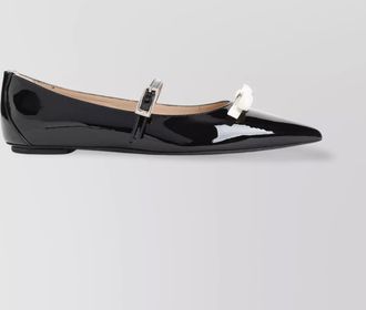 Stuart Weitzman bow patent leather pointed toe ballerinas