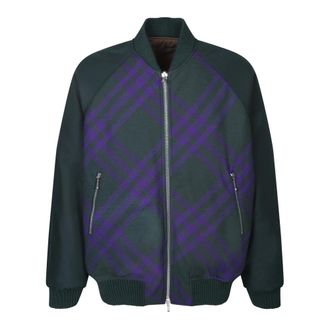 Burberry Groene Equestrian Jas Aw 23 - Heren - Bomber jackets - Groen - L - Wol - Jassen