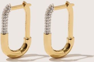 Otiumberg 14kt Gold Vermeil Pav&eacute; Staple Hoop Earrings in Yellow Toned Gold at Nordstrom