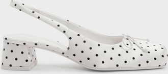 Charles & Keith Sadira Satin Polka-Dot Slingback Pumps
