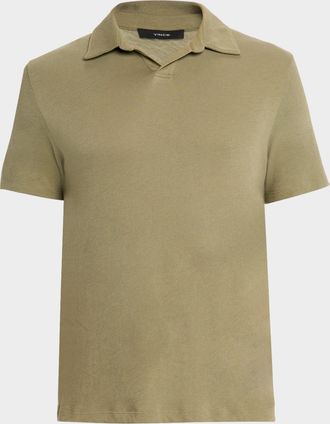 Vince Mens Cotton Knit Johnny Collar Polo Shirt