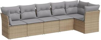 vidaXL Vidaxl - Juego De Sof&aacute;s Jard&iacute;n Con Cojines 6 Pzas Rat&aacute;n Sint&eacute;tico Beige
