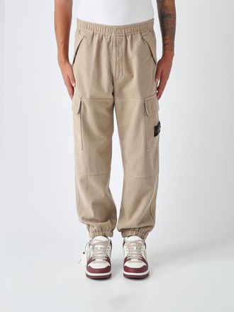 Stone Island Pantaloni cargo in misto lana con patch logo Compass