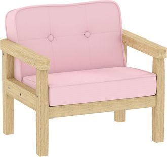 OEM Sill&oacute;n Infantil Con Tejido Suave De Pana Y Estructura De Madera Asiento Y Respaldo Acolchado 46,5x44x45 Cm Rosa
