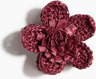 H&M Bl&uuml;tenf&ouml;rmige Haarklammer aus Kunststoffstroh - Weinrot