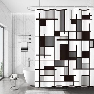 OEM Juego De Cortina De Ducha Con Divertido Estampado De Bloques De Construcci&oacute;n, Cortina De Ducha De Tela Colorida Con Estampado De Bloques De Construcci