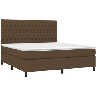 vidaXL Vidaxl - Cama Box Spring Con Colch&oacute;n Tela Marr&oacute;n Oscuro 180x200 Cm