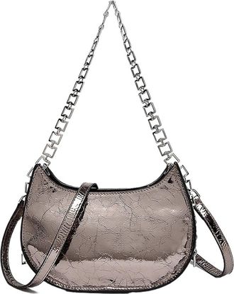 Generic Compatible For Patent Leather Womens Shoulder Crossbody Bags Designer Genuine Women Handbags Luxury Female Tote(Champagne)