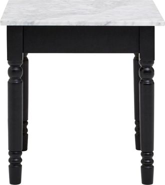 Premier Housewares Interiors By Premier Elegant Side Table, Marble Top Small Table By Couch For Livingroom, Carved Legs Bedside Table For Bedroom