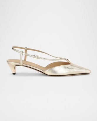 Fendi Fold Metallic 4G Ankle-Strap Pumps