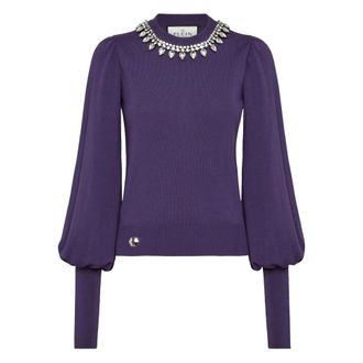 Philipp Plein Trui met ronde hals - Dames - Truien - Paars - Maat: XS