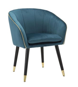Mauro Ferretti Sill&oacute;n de tela azul con acabados dorados cm 62x58x78