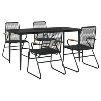 Berkfield Home Beautiful 5 Piece Garden Dining Set Black PVC Rattan