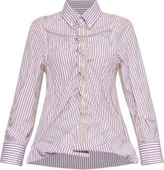 Maison Margiela Gestreept Overhemd - Dames - Overhemden - Roze - S - Katoen - Overhemden