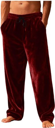 Generic Mens Plush Pajama Pants Soft Fluffy Lounge Pants Winter Warm Fleece Sleep Plain Loose Fit Pajama Pants with Pockets Casual Straight Leg Sweatpants