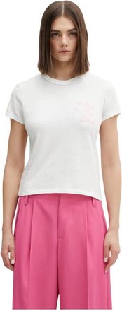 Kenzo Tops, Dames, Wit, M, Katoen, Cartoon Geborduurd T-shirt