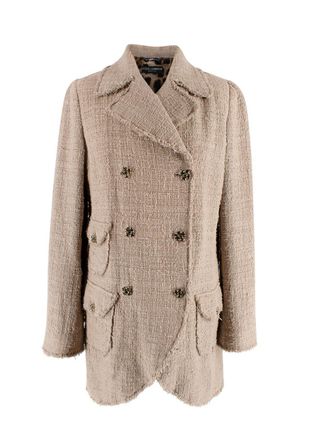 Dolce & Gabbana Beige Tweed Double Breasted Jacket Size M
