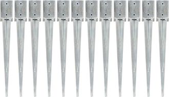 vidaXL Vidaxl - Picas De Tierra 12 Uds Acero Galvanizado Plateado 9x9x75 Cm