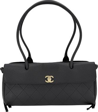 Chanel Black White Leather Shopping Bag Tote Bag (Pre-Owned)