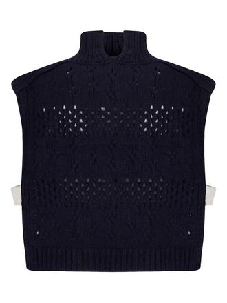 Sibel Saral high-neck open-knit vest - women - Cashmere/RWS Merino Wool - M - Blue