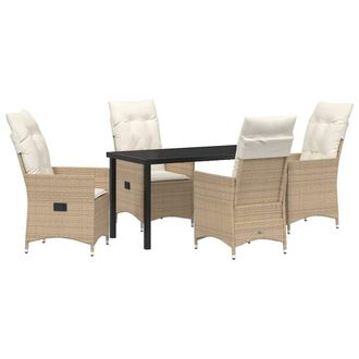 vidaXL Conjunto De Comedor De Jard&iacute;n Con Coj&iacute;n 5 Pcs Beige Polirat&aacute;n Vidaxl