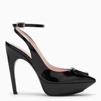 Roger Vivier Hoge Zwarte Patenten Leer Sandalen