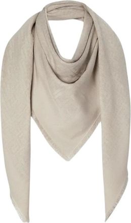 Fendi Accessoires, Heren, Beige, ONE Size, Wol, Scialle 145X145 FF
