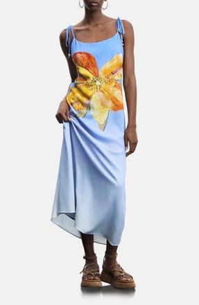 Desigual Tie Strap Maxi Dress in Light Blue at Nordstrom, Size X-Small