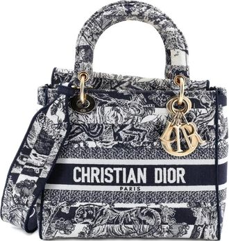 Dior Lady D-Lite Bag Embroidered Canvas Medium satchel - Blauw
