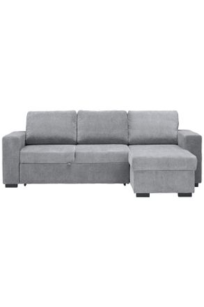 CARRYHOME Ecksofa, Grau, Textil, Uni, Ottomane rechts, seitenverkehrt montierbar, L-Form, 244x157 cm, Liegefunktion, seitenverkehrt erh&auml;ltlich, Schlafen auf Sit