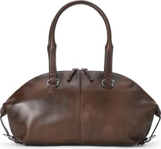 Staud Hester Leather Shoulder Bag in Espresso Distressed at Nordstrom