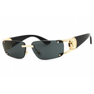 Versace Unisex Gold Tone Rectangular Sunglasses VE2291
