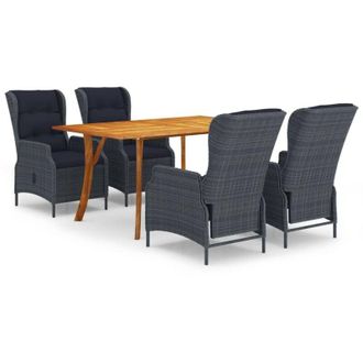 vidaXL Juego De Comedor Para Jard&iacute;n De 5 Piezas Gris Oscuro Vidaxl
