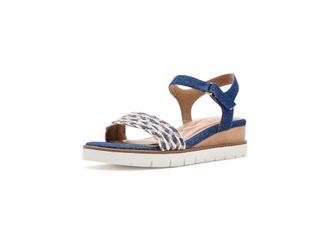 Easy Spirit Edythe Womens Wedge Shoes Dark Blue Denim/White : 8.5 M (B), Faux Leather