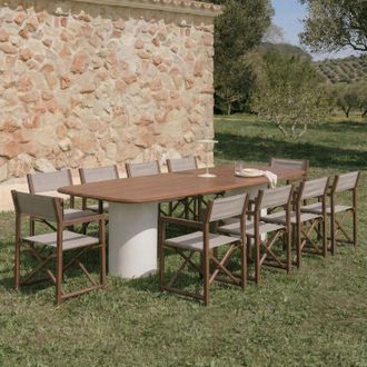 Sklum Set De Mesa Rectangular 270x110 Cm Leighton Y 10 Sillas De Director Plegables De Jard&iacute;n En Madera De Acacia Rondonia Sklum